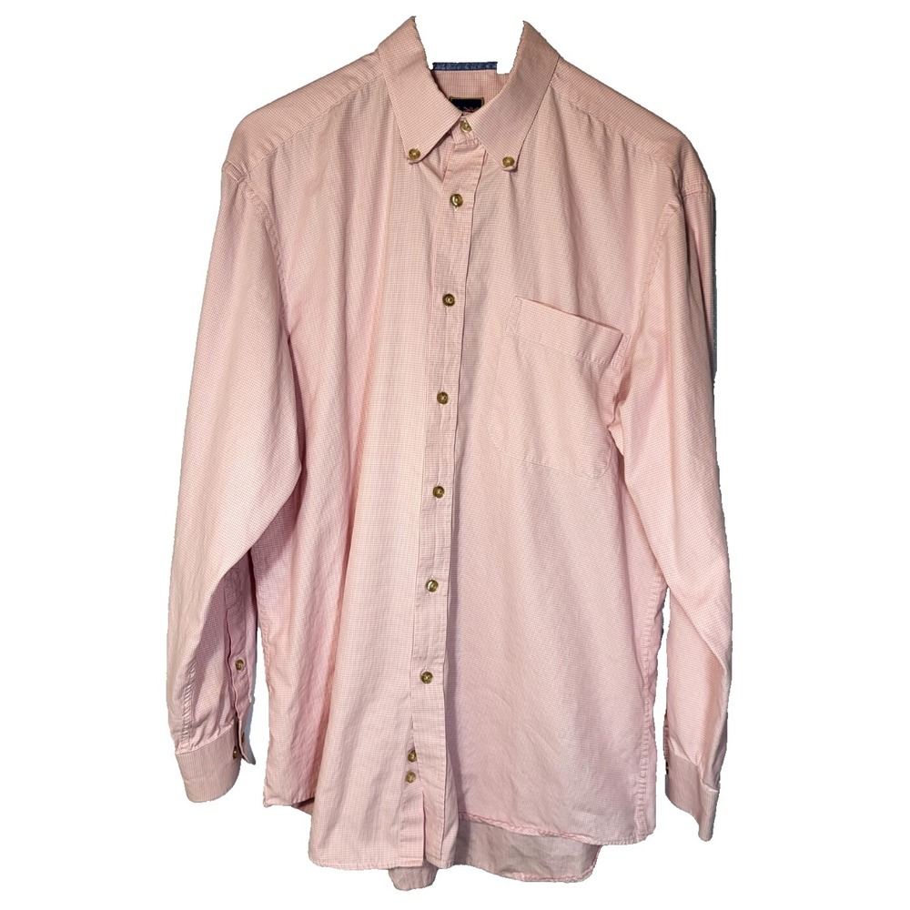 T. Harris‎ London Pink White Herringbone Button Down Shirt Pocket Size Large